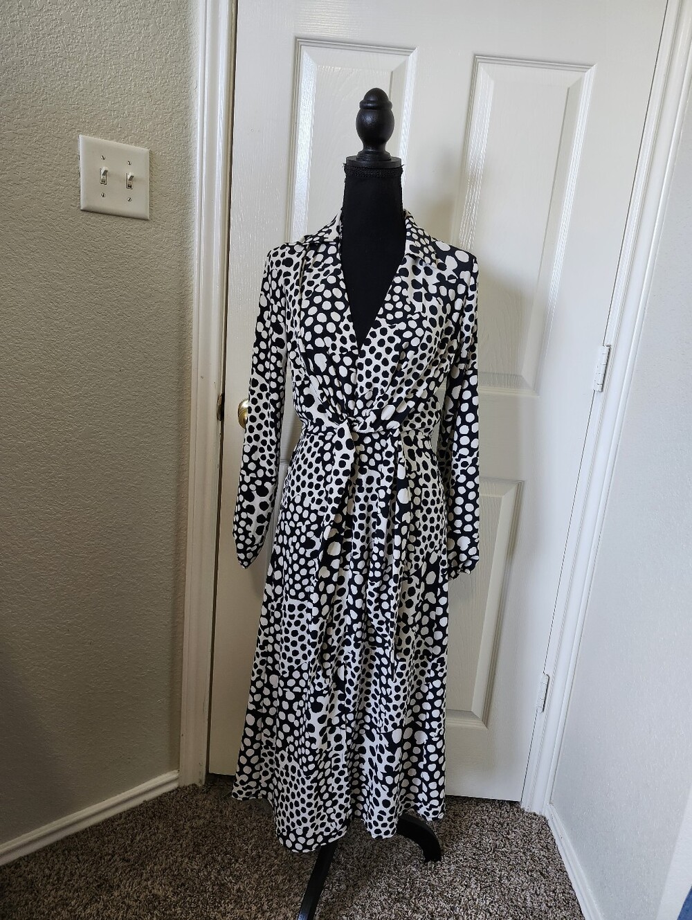 River Island Black & White Polka Dot Wrap Dress